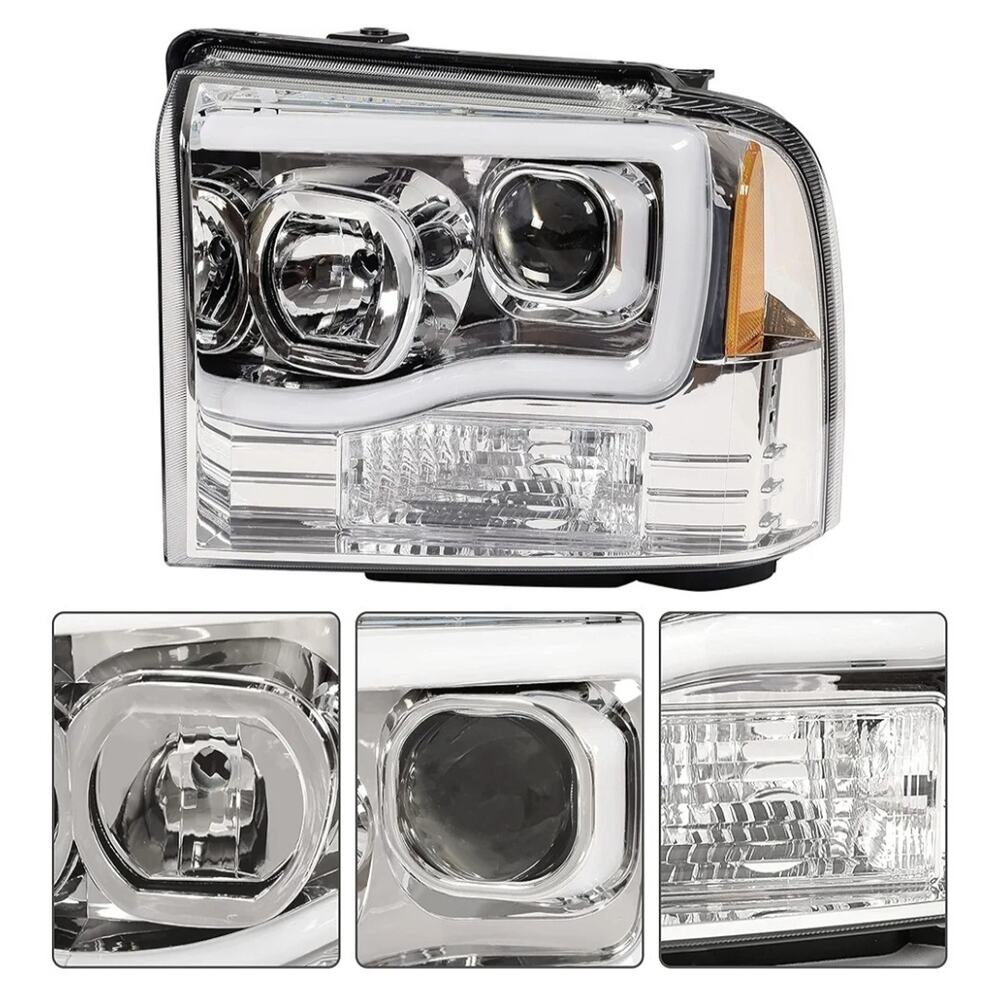 Projector Headlight Drivers Side For 2005-2007 Ford F250-550 Super Duty LED DRL